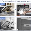 VECELO Full/Queen Size Upholstered Lift Up Storage Bed, Metal Frame Platform Bed with Lighted Headboard, USB Ports and Shelves, Gray - 2 of 4