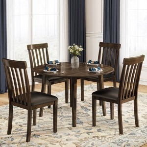 AMERLIFE Mid-Century Solid Wood Foldable Dining Table Set - 1 of 4