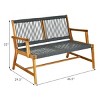 Costway 2-Person Patio Acacia Wood Bench Loveseat Chair Garden Furniture Black\\Grey\\Turquoise - 3 of 4