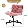 Wide Seat Office Chair, Armless Computer Desk Chair, Criss Cross Legged Chair with Wheels, Cute Task Chairs for Vanity and Home Office - 2 of 4