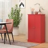SEVOBAL Utility Storage Cabinets Freestanding with 12 Door Shelves, Double Doors, 5-Tier Shelving and Adjustable Shelves, Red, 11.8"*23.6"*40.9" - 4 of 4