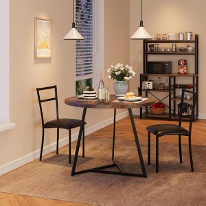 Round Dining Table Set for 2, 3 Piece Kitchen Table Chairs Set, Small Dining Room Table Set with 2 Upholstered Chairs - 1 of 4