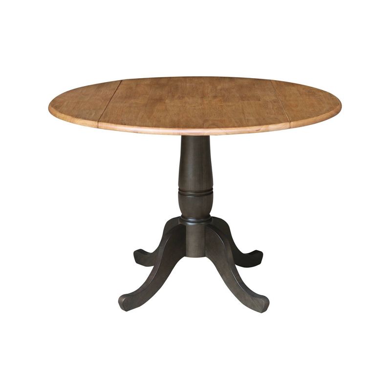 42&#34; Nathaniel Round Dual Drop Leaf Dining Table Hickory/Washed Coal - International Concepts, 1 of 10