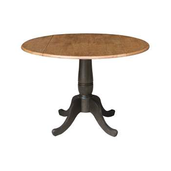 42" Nathaniel Round Dual Drop Leaf Dining Table Hickory/Washed Coal - International Concepts