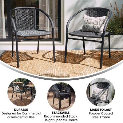 Elegant Gray Rattan Stackable Indoor-Outdoor Dining Chair Set