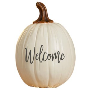 Personalization Mall Fall Seasonally Script Welcome Pumpkin, Cream - 1 of 1