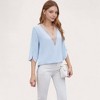 Anna-Kaci Women's V-Neck Blouse with Lace Trim Detail and 3/4 Split Sleeves Relaxed Fit - 3 of 4
