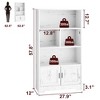 Bookcase with Doors Modern Bookshelf with LED Lights Wooden Display Storage Shelves Tall Farmhouse Bookcases Large Bookshelves for Bedroom - 2 of 4