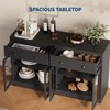 55"Farmhouse Sideboard Buffet Cabinet with Storage,Large Kitchen Buffet Cabinet with 4 Acrylic Doors and 2 Drawers,Modern Coffee Bar Table for Dining - 3 of 4