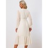 Seta T Women's Swiss Dots Maxi Long Sleeve V Neck Boho High Waisted A-Line Dress - 4 of 4