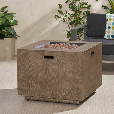 Wellington 31" Brown Wood Pattern Iron Gas Fire Pit Table