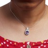 Haus of Brilliance Silver 9x7mm Oval Purple Amethyst and Diamond Accent Drop Pendant Necklace - 4 of 4