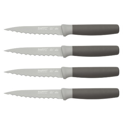 BergHOFF Leo 4.5" Stainless Steel Steak Knives, Set of 4, Gray