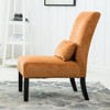 Lyngins Chenille Accent Chair with Solid Wood Legs, Armless Chair with Pillow, Padded Comfy Reading Chair, Upholstered Living Room Chair - 3 of 4