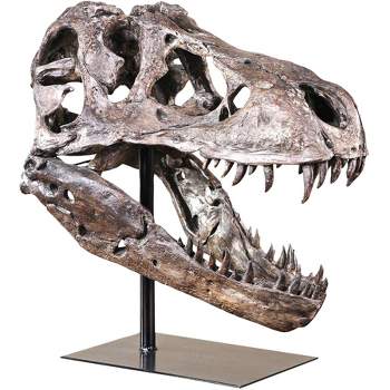 Uttermost Tyrannosaurus 20" High Chestnut Brown Gray Skull Statue