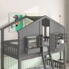 Sapphtopaz Twin Over Twin Bunk Bed, Loft Bed with Roof, Safety Guardrails, Window Box and Ladder for Bedroom - 2 of 4