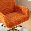 Ridstar Adjustable Swivel Faux Rabbit Fur Office Chair with Gold Metal Base-Orange - 4 of 4