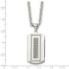 Black Bow Jewelry Men's Stainless Steel & Black CZ Two Tone Dog Tag Necklace, 24 Inch - 4 of 4