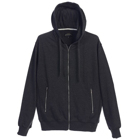 GIOBERTI Men's Full Zip Up Hoodie with Metal Zipper Pockets, Heather Charcoal, Small