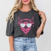 Cow Heart Glasses Glitter - Women's Garment Dyed Graphic T-Shirt - 3 of 4