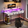 Greenstell 39/47/55 inch L-Shaped Computer Desk with Monitor Stand, LED Lighted Gaming Desk with Power Outlet and Drawer - 2 of 4