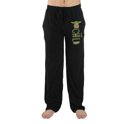 Star Wars Mandalorian Baby Grogu Character Mens Black Sleep Pajama Pants