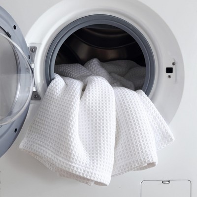 King White Organic Cotton Reversible Waffle Blanket
