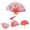 Unique Bargains Rose Print with Tassel Folding Fan 1 Pc - 3 of 4