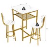 HTUTWOO Bar Table and Chairs Set, Counter Height Square Table with Hidden Storage & 2 Stools with Backrest for Kitchen, Pub - 4 of 4