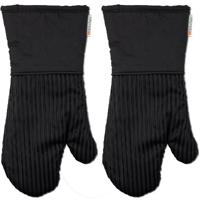 Kitchenaid 2pk Cotton Beacon Oven Mitts Black : Target