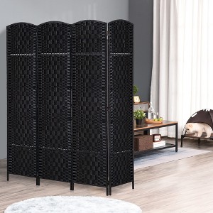 NicBex 6' Tall 4-panel Room Divider for Home, Wicker Weave Divider for Room Separation, for Home & Office, Black - 1 of 4