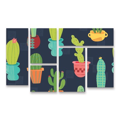 Trademark Fine Art Holli Conger Southwest Cactus Pattern 3 Piece Panel Set Art