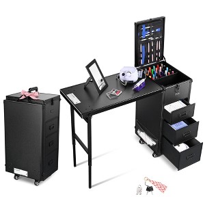 Byootique Rolling Makeup Train Case Nail Salon Cosmetic Organizer - 1 of 4