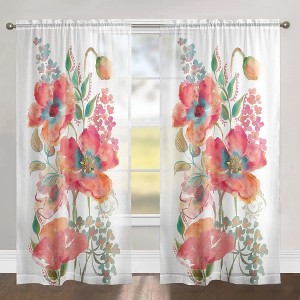 Laural Home Bohemian Poppies 84" Sheer Window Panel, 1pc - 1 of 1