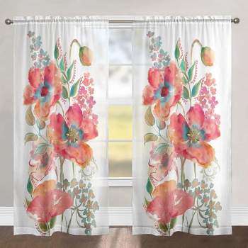 Laural Home Bohemian Poppies 84" Sheer Window Panel, 1pc