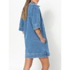 Imily Bela Womens Denim Shirt Dress Collared V Neck Mini Casual Jean Dresses with Pockets - 3 of 4