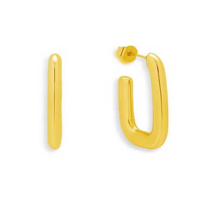 EVRY JEWELS WATERPROOF Gold or Silver Plated Stainless Steel Rounded Square Hoop Earrings