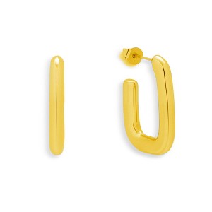 EVRY JEWELS WATERPROOF Gold or Silver Plated Stainless Steel Rounded Square Hoop Earrings - 1 of 4