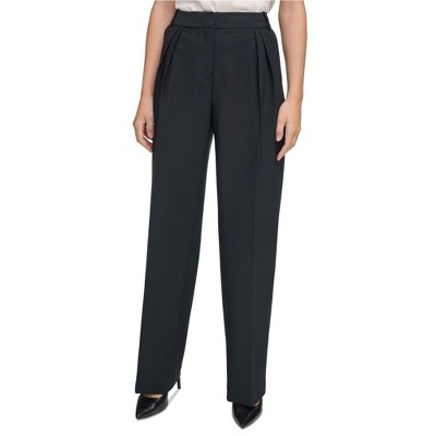 Calvin Klein Womens X Fit Pleat Front Wide Trousers Relaxed Dress Pants