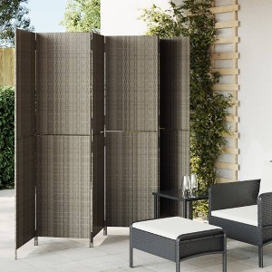 vidaXL Room Divider 6 Panels Gray Poly Rattan - 1 of 4