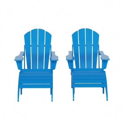 WestinTrends Malibu HDPE Outdoor Patio Folding Poly Adirondack Chairs with Ottomans (4-Piece Conversation Set)