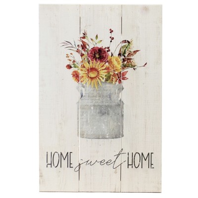 Home Decor 16.0" Home Sweet Home Wall Art Farmhouse Floral Rustic Panel  -  Freestanding Signs