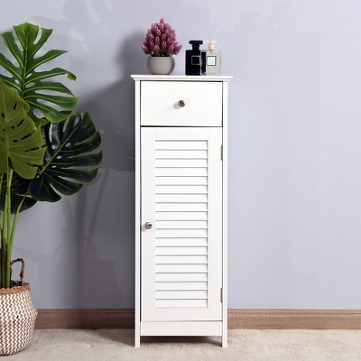 Garvee Bathroom Floor Cabinet Storage Organizer Freestanding Side Table Storage Unit With 1 Drawer & 1 Door, for Living Room Laundry Room