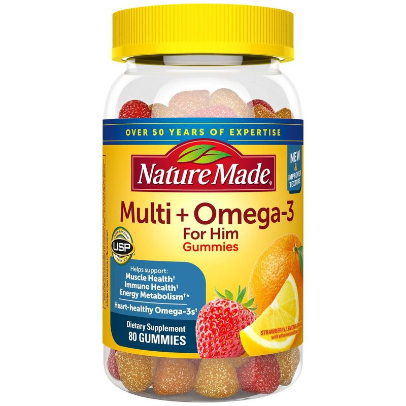 Nature Made Multi for Him Plus Omega-3 Gummies, 1 of 9