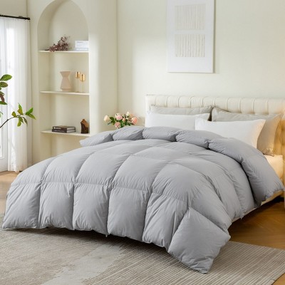 Wellos White All Season Feather Down Comforter 100% Cotton Cover with Corner Tabs