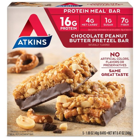 Atkins Meal Bar Chocolate Peanut Butter Pretzel 5ct Target