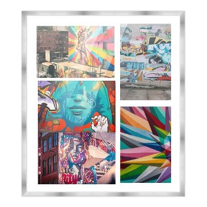 PosterPalooza | Stainless Steel Silver Wood Finish Collage Frame - White Mat, 20 Frame Sizes, UV Acrylic - 1 of 4