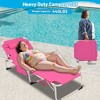 LOVSON 3-in-1 Heavy Duty Sun Lounger with Face, Adjustable 5-Position Folding Lounger, Portable Flat Beach Lounger for Patio, Pool, Lawn Camping,Pink - 4 of 4