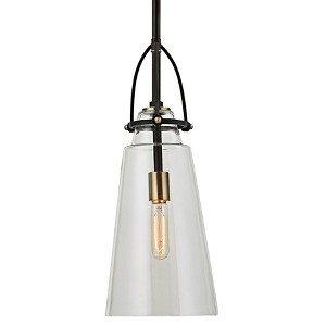 Uttermost Saugus 8" Wide Black and Brass Mini Pendant - 1 of 1