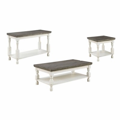 3pc Philoree Farmhouse Coffee and End Table Set Antique - HOMES: Inside + Out